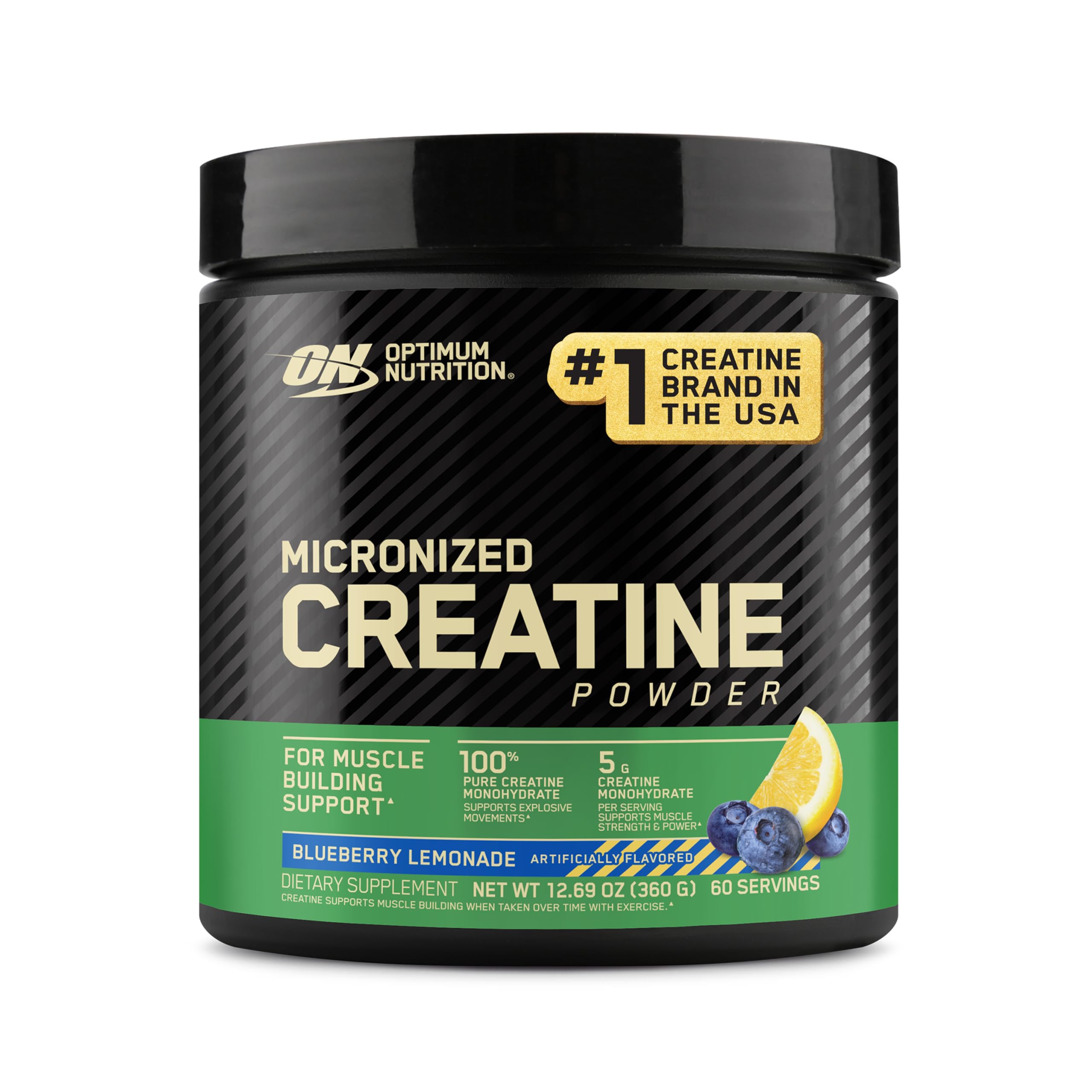 Optimum Nutrition Micronized Creatine Monohydrate Powder, Blueberry Lemonade Creatine, 60 Servings, 360 Grams (Packaging May Vary)