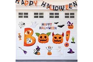 RUMIA 18PCS 12 Inch Halloween Garage Door Magnets Decorations Large Size Happy Halloween Scary Pumpkin Bat Magnetic Decal Car Magnet Pumpkins Refrigerator Magnetic Stickers for Halloween Holiday Party Decor