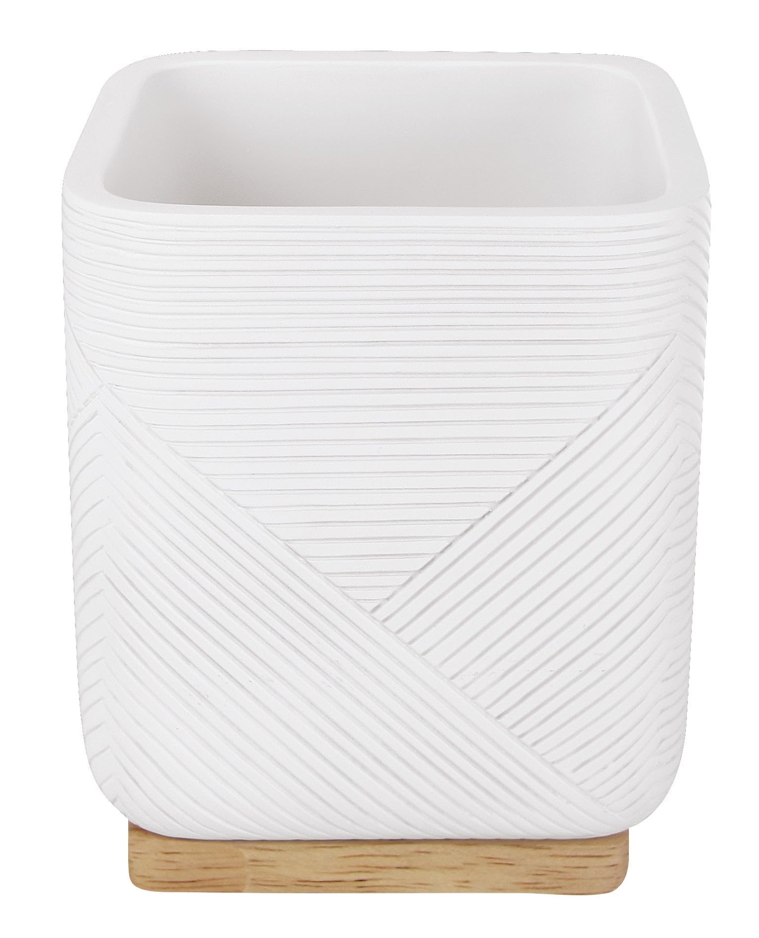 Kleine Wolke Toothbrush Beaker Crossover, Accessories, Colour: White, Material: Polyresin, Bamboo, Length 8 x Width 8 x Height 9.7 cm, White