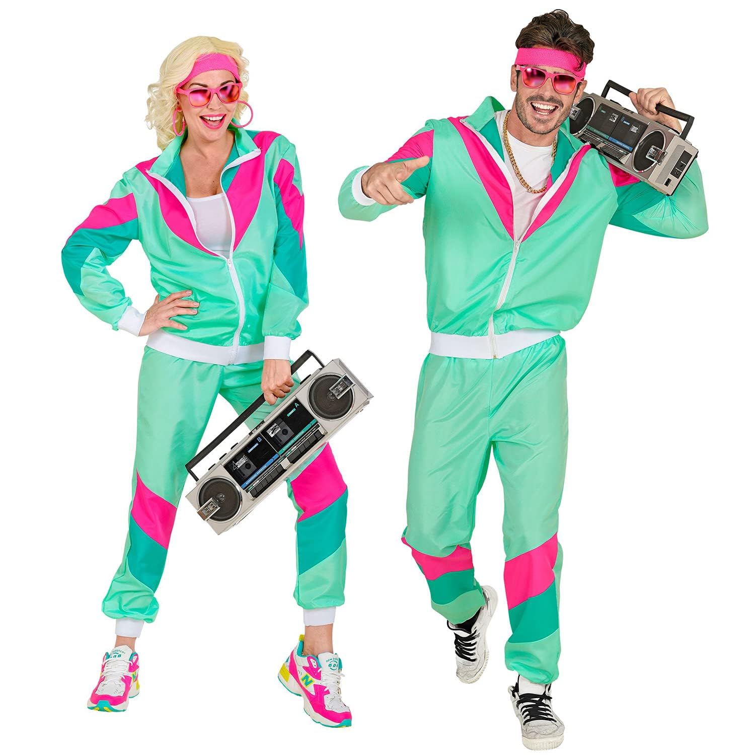 W WIDMANN MILANO Party Fashion - Costume Tracksuit, Vintage Style, 80s Outfit, Jogging Suit for Carnival & Party