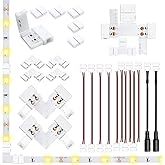 LightingWill 2 Pin LED Strip Light Connector Kit, 8mm Solderless Adapter Connectors, LED Strip Accessories Set for 8mm Wide 3528 2835 Single Color Flex LED Strips, 24 Pack