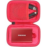 co2CREA Hard Travel Case Replacement for Samsung T7 Touch Portable SSD 500GB 1TB 2TB External Solid State Drives (Black Case + Inside Red)