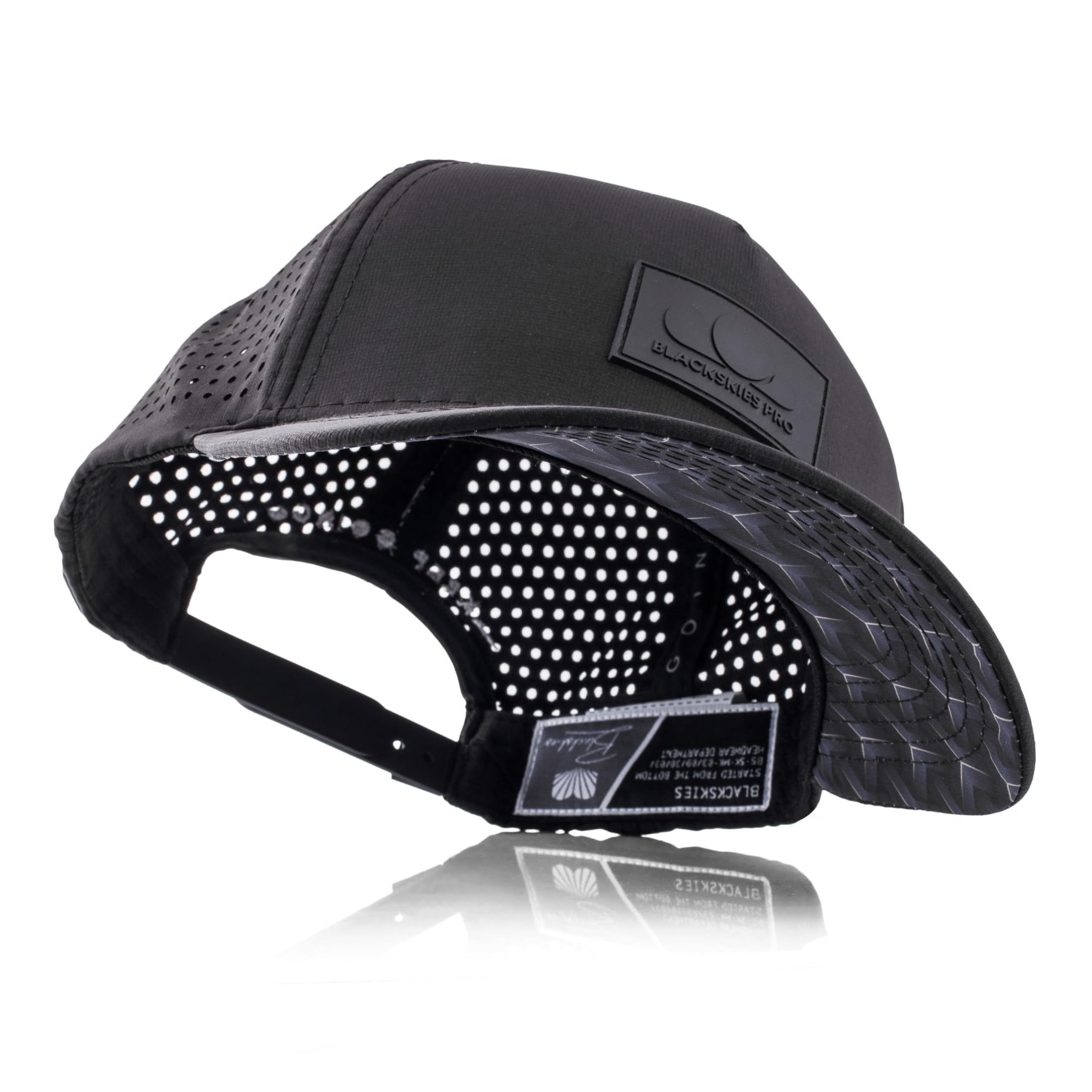 Blackskies® Pro Flow Sport Performance Cap | Wasserabweisende Unisex Premium Baseball Kappe | Laufen Padel Gym Joggen Surfen Strand Tennis Herren Damen Trucker - Basecap Männer Schwarz