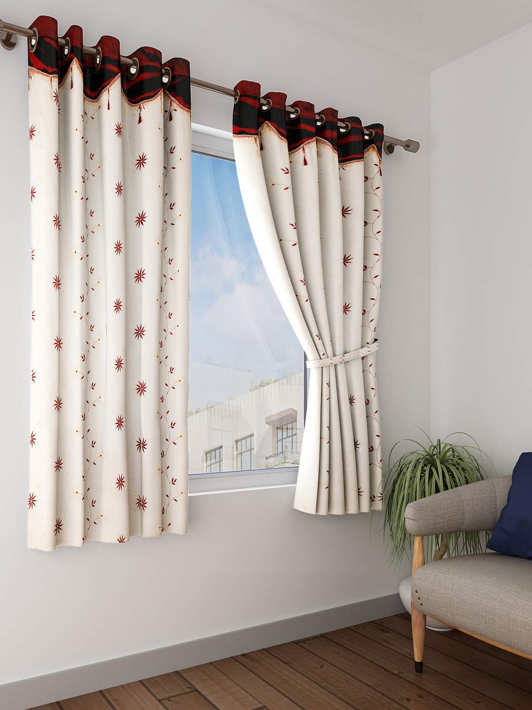 Buy Cortina Ployester With Fancy Embroidery Single Pcs Room