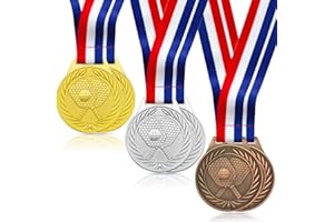 Donrime Pickleball Medals - 2.56 Inch Gold Silver Bronze Metal Pickle Ball Medal with V Neck Ribbons for Kids Adults Trophy Award Prize Gift