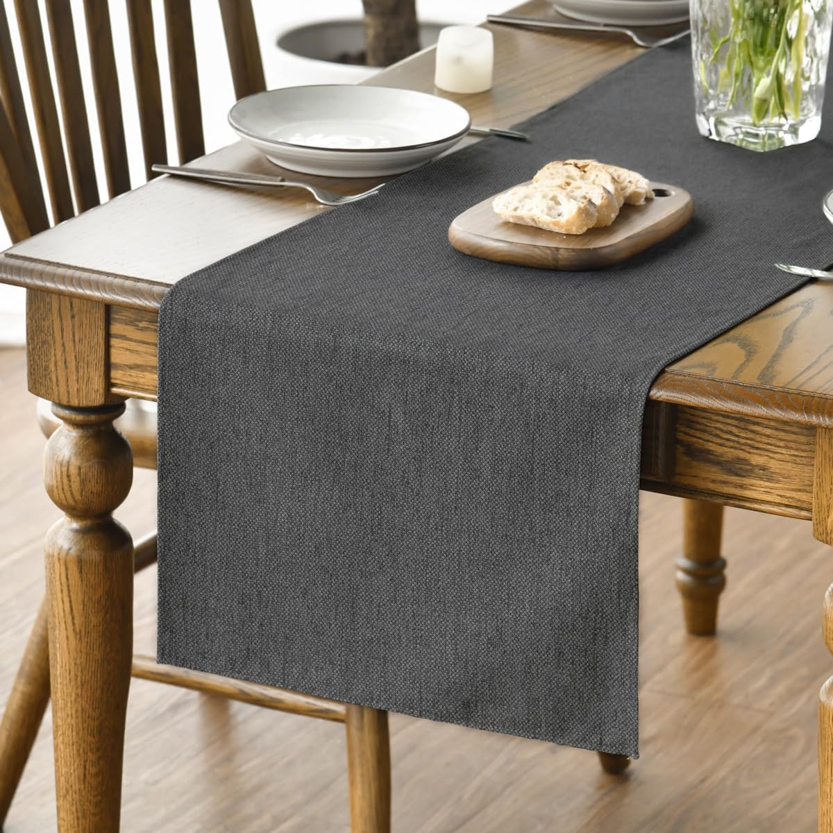 Artoid Mode Dark Grey Table Runner, Seasonal Fall Winter Machine Washable Kitchen Dining Table Decoration for Home Party Decor 40x140 cm — image 1