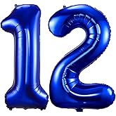 Navy Blue 12 Balloon Numbers,40 Inch Dark Blue 12 or 21 Birthday Balloons Large Foil Mylar Balloons Number 12 for Birthday Party Anniversary Decorations