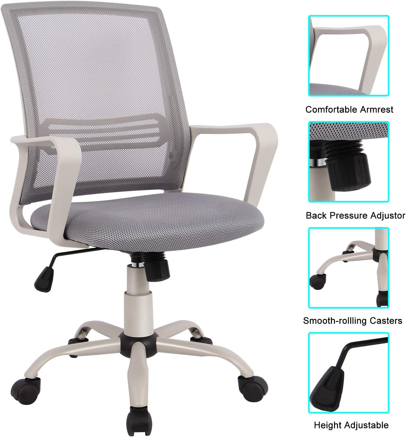 Office Chair, Mid Back Mesh Office Computer Swivel Desk Task Chair, Ergonomic Executive Chair with Armrests: Furniture & Decor