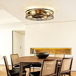 Flush Mount Caged Ceiling Fan: 20" Caged Ceiling
