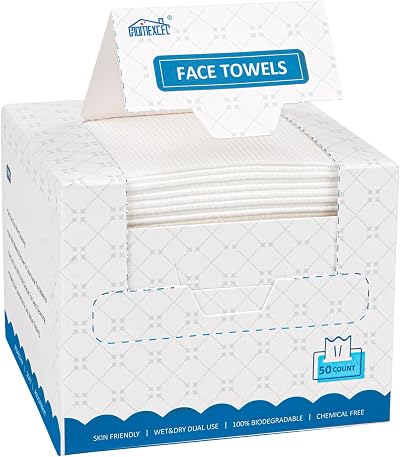 HOMEXCEL Face Towels Disposable Makeup Remover Wipes 50 Count 20x20 cm