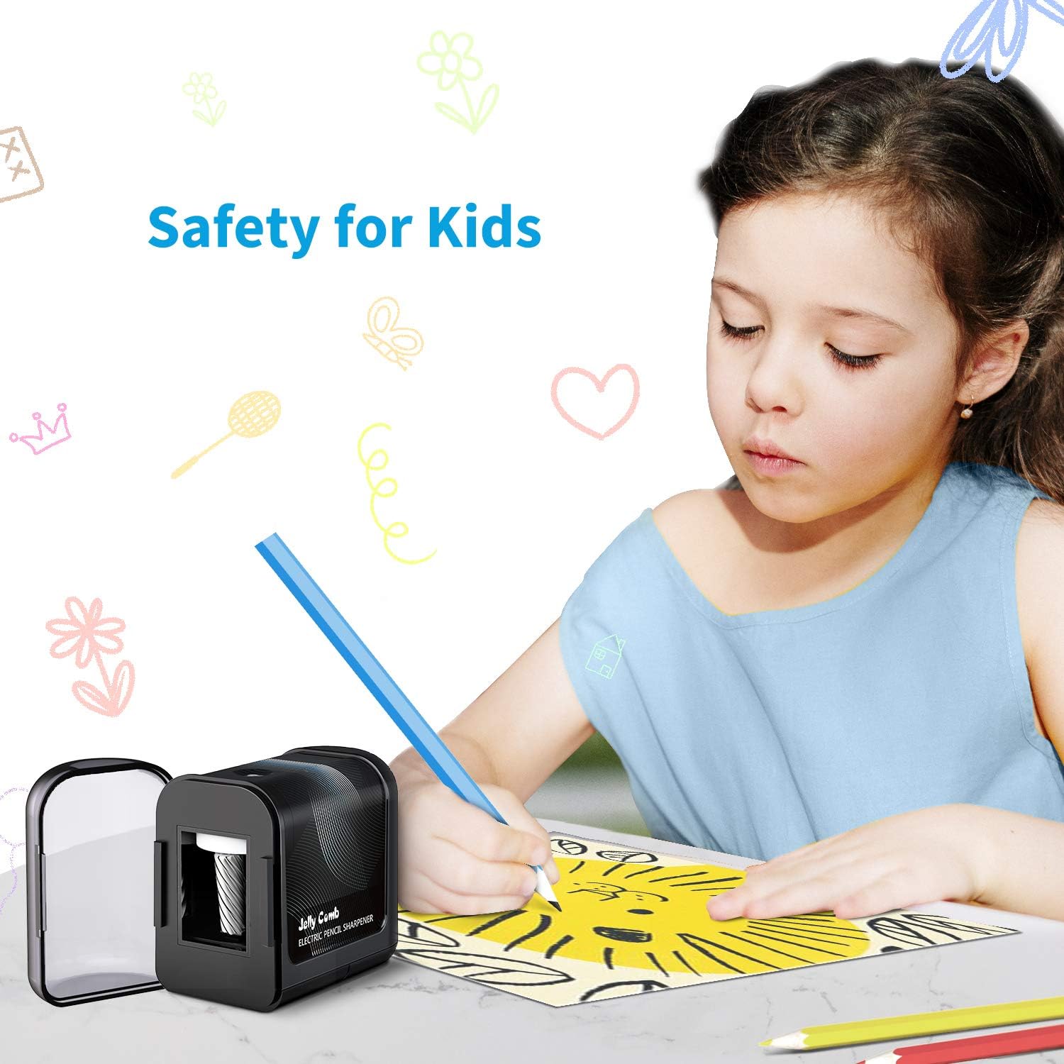 Electric Pencil Sharpener, Jelly Comb Battery Operated Pencil Sharpener(No Cord) Ideal for No.2 and Colored Pencils, Safety Design for Classroom, Home, Office, Artist, Students -P02 : Office Products