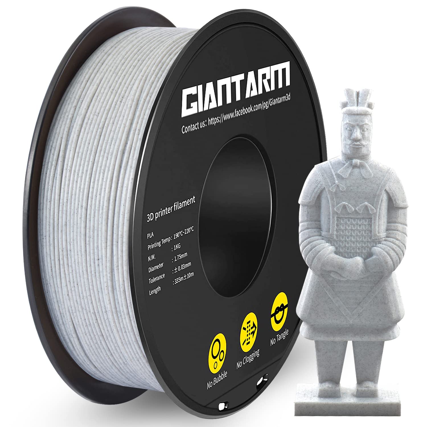 GIANTARM PLA Filament 1.75 mm, 3D Printer Filament PLA Marble 1 kg Spool…
