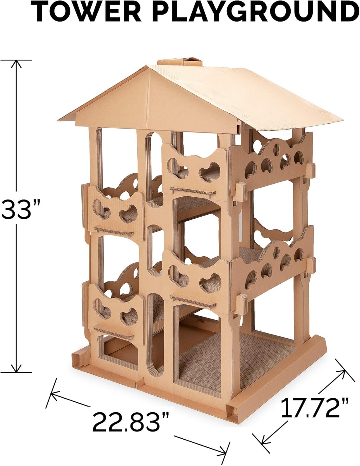 Furhaven Pet Cat Furniture - Corrugated Cat Scratcher Cardboard Tower Playground Condo Hideout Pet House Apartment with Catnip for Cats and Kittens, Cardboard (Brown), One Size : Pet Supplies