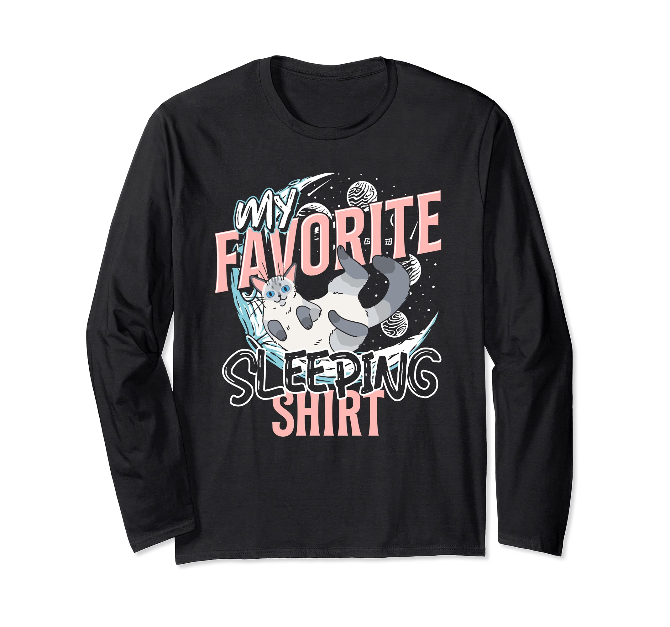 Late Sleeper Sleepy Napping Cute Animal Pet Sleeping Cat Long Sleeve T-Shirt
