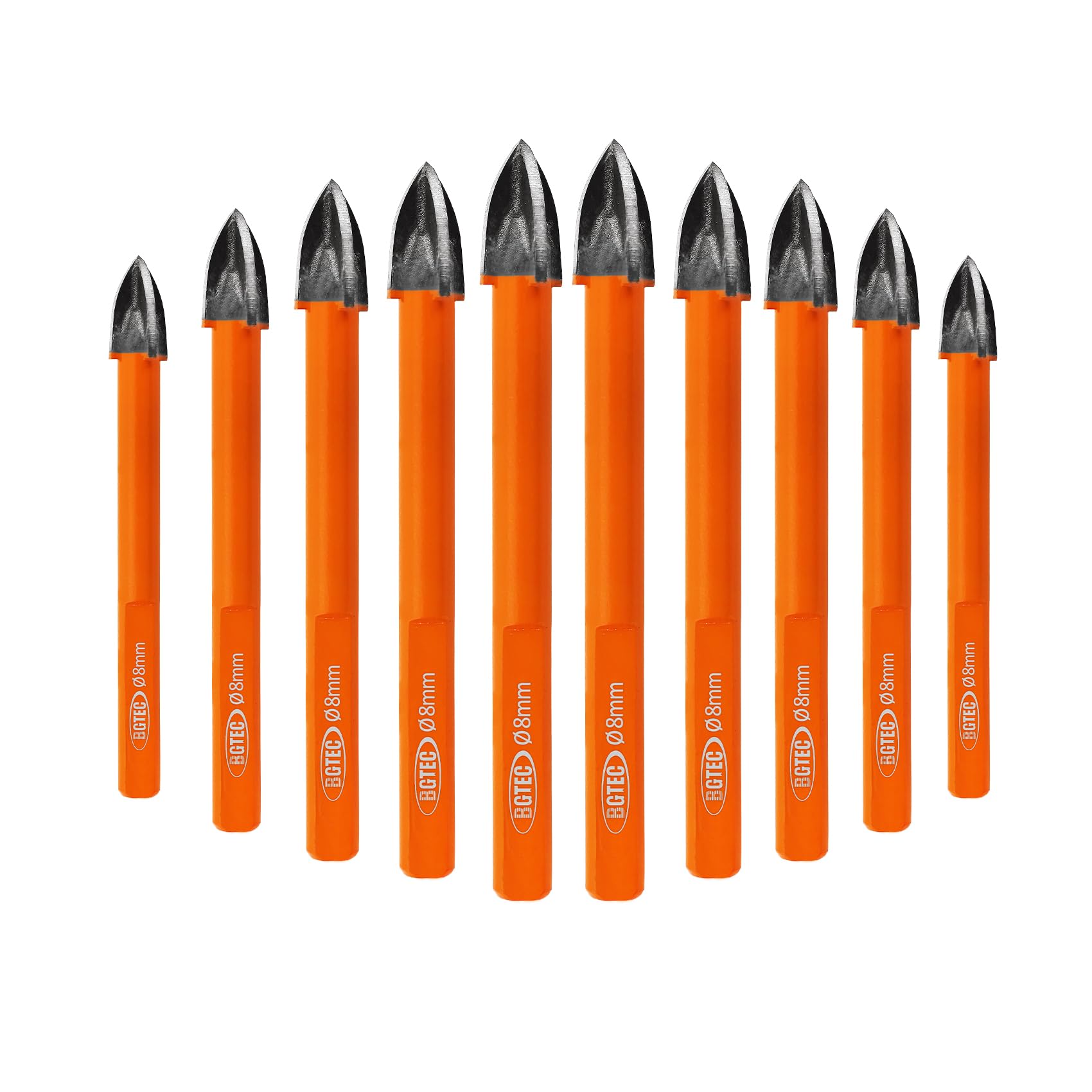 BGTEC Masonry Drill Bits Set,10pcs 8mm Carbide Triangular Drill bit Hole Saw with Triangle Shank for Porcelain Tile Ceramic Granite Marble Masonry