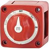 Blue Sea Systems m-Series On/Off Battery Switch, Red | 300A continuous; 48V DC max; ignition protected; surface, front or rear-panel mounting