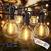 Brightown Outdoor String Lights, 50FT 25 G40 Bulbs Shatterproof Patio Lights, IP65 Waterproof Dimmable Hanging Connectable Globe LED Outdoor Lights for Backyard, Bistro, Porch, Deck, Balcony