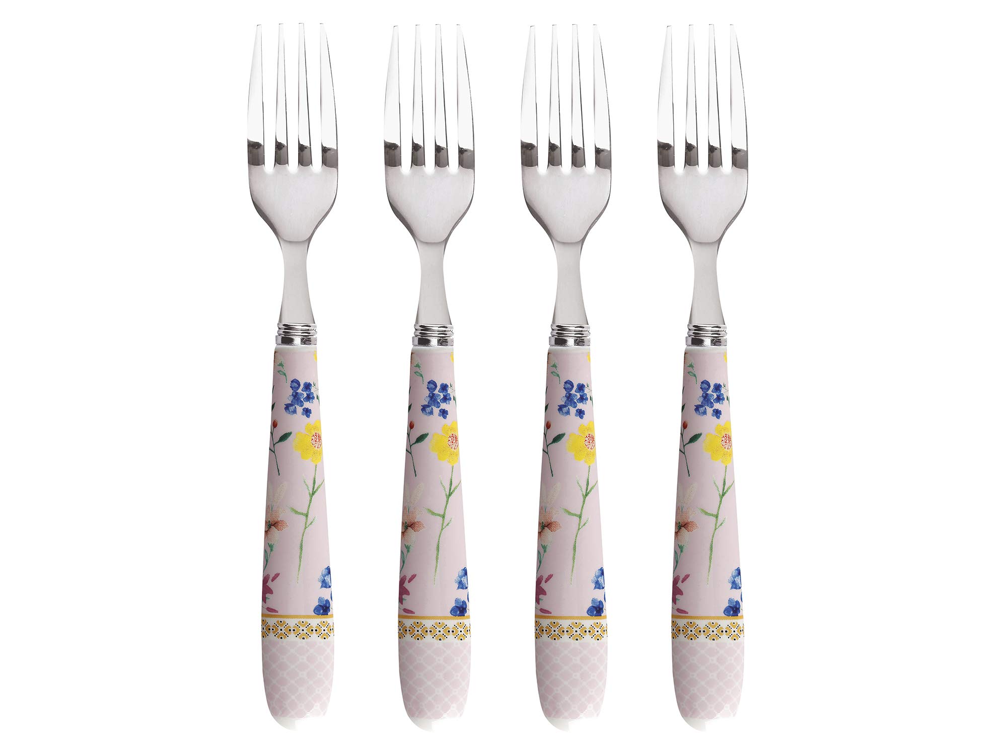 Maxwell & Williams HV0068 Teas & C's Cake Forks/Dessert Forks with Contessa Design, Porcelain, Rose Pink, 16 cm, Set of 4