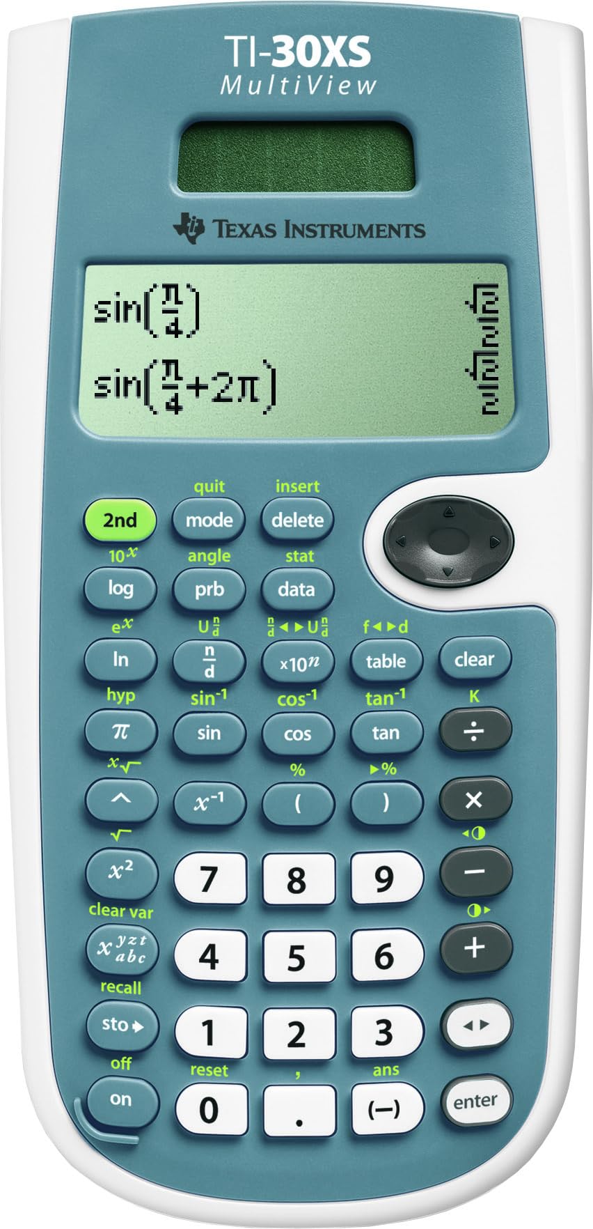 Texas Instruments TI-30XS MultiView Pocket Calculator Scientific Blue, White - Calculators (Pocket, Scientific Calculator, 16 Digits, 4 Lines, Battery/Solar, Blue, White)