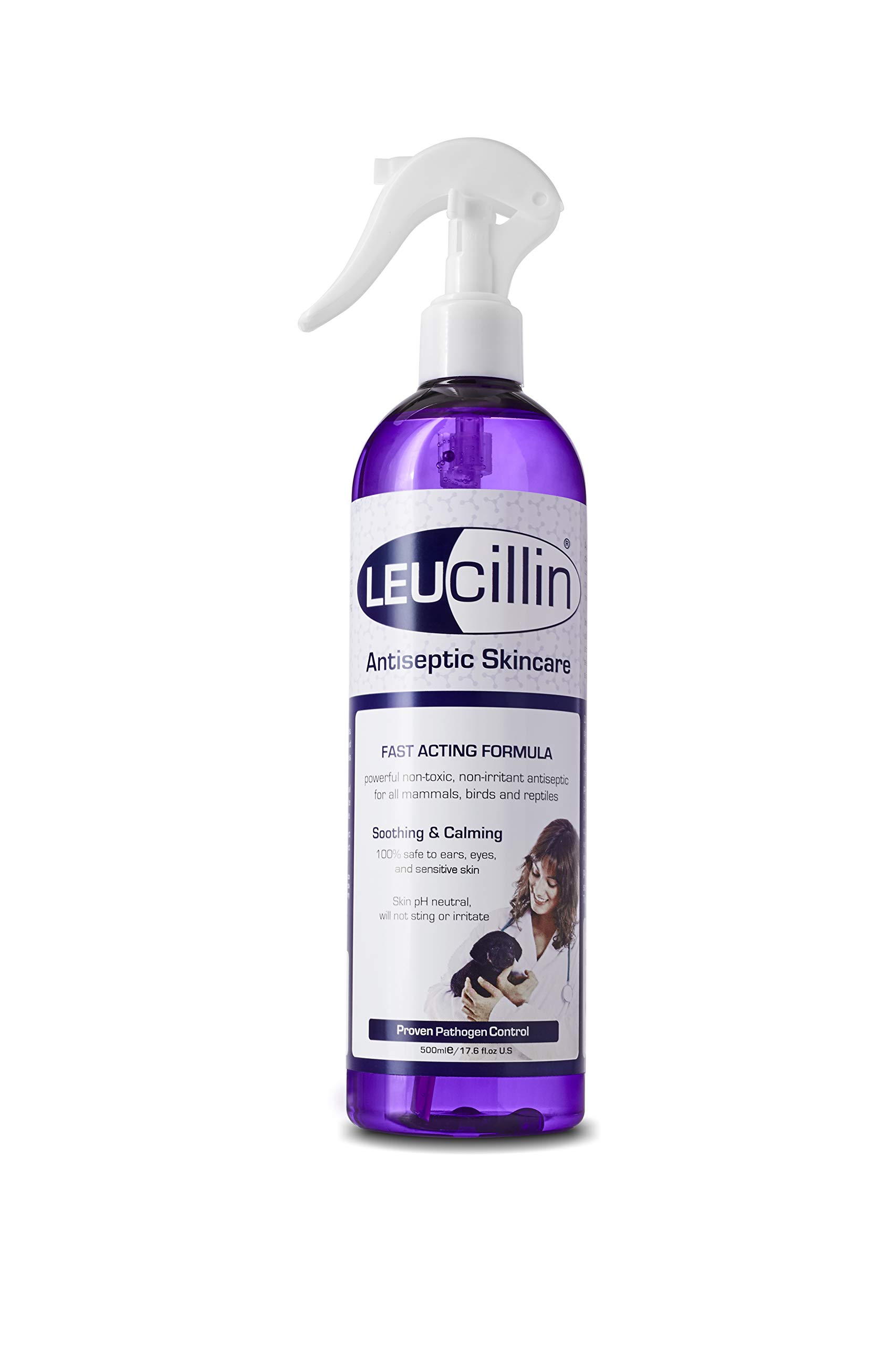 Leucillin Natural Antiseptic Spray - Antibacterial Antifungal Antiviral for Dogs Cats All Animals Itchy Skin Minor Wound Care and Skin Health | 500ml โ image 1
