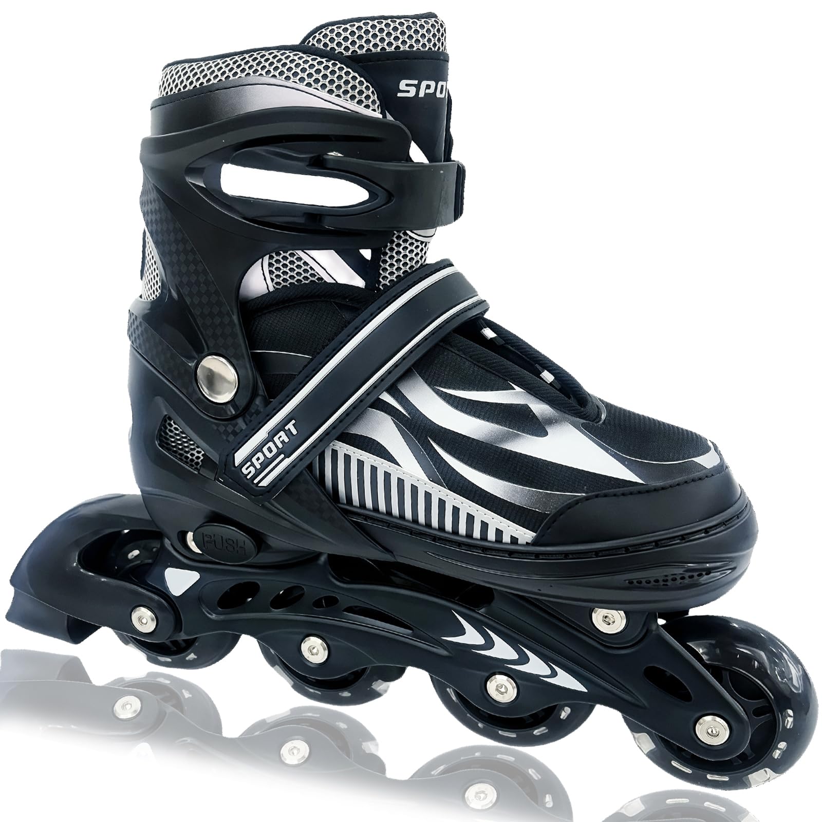 Photo 1 of * Adjustable Inline Skates for Kids and Teens Ages 4-10, All 8 Wheels of Inline Roller Skates Light Up, Safe and Fun Illuminating for Outdoor Indoor Sports