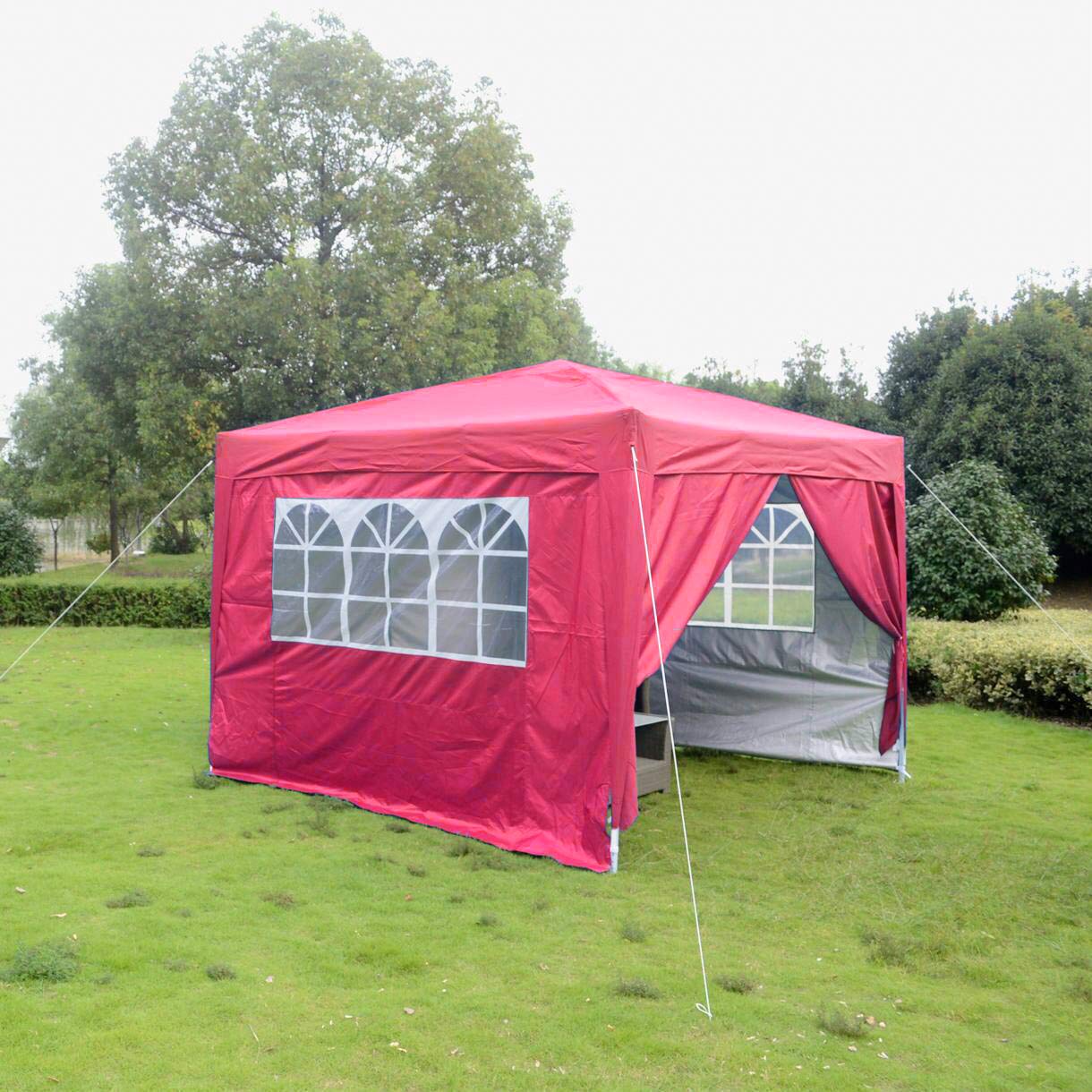 Outdoor Basic 10x10 Pop up Canopy Party Tent Instant Gazebos with 4 Removable Sidewalls Red