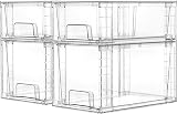Vtopmart 4 Pack Clear Stackable Storage Drawers with Handles