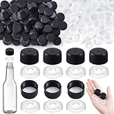 Burbell 200 Pack Hot Sauce Bottle Screw Caps and Dripper Leak Proof, Black | Caps and Insert Orifice Reducers Fitments Bulk Replacement Set for 5 oz 10 oz Woozy Bottles Hot Sauce, 100 Caps+100 Stoppers