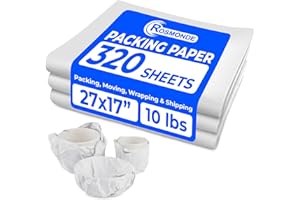 Rosmonde Packing Paper Sheets For Moving, 27" x 17", 10 lb | 320 Sheets, Non-Printed Sheets for Moving, Packing Material for Relocation, Shipping Supplies, Box Filler, Bulk Wrapping Sheets, Box Filler