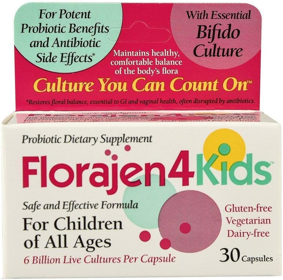 Florajen 4 Kids Probiotic Dietary Supplement - 30 Capsules, Pack of 3