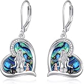 YFN Cat Earrings Sterling Silver Dangle Drop Leverback Earrings Jewelry Gifts for Women