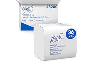 Scott Professional Hygienic High-Capacity Folded Tissue (48280), 2-Ply, White, Single Pull, (250 Sheets/Pack, 36 Packs/Case, 9000 Sheets/Case)