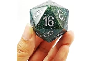 BESCON DICE Bescon Glitter Jumbo D20 38MM, Big Size 20 Sides Dice Glitter Turquoise Green, Big 20 Faces Cube 1.5 inch