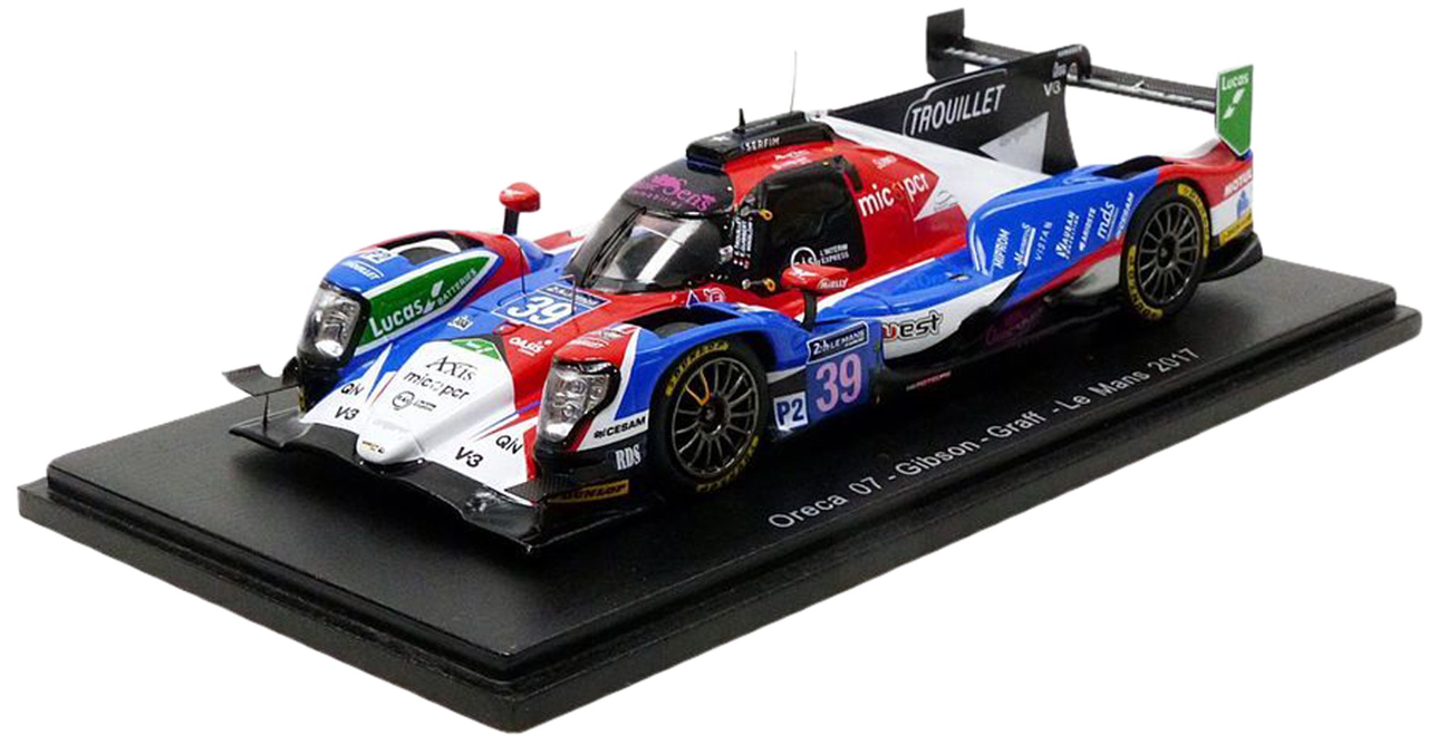 Spark – 7 Gibson LMP2 Le Mans 2017, Scale 1/43 Oreca Vehicle Miniature S5825, Blue/Red/White