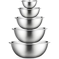 Stainless Steel Mixing Bowls - Set of 5 Brushed Stainless Steel Mixing Bowl Set - Easy To Clean, Nesting Bowls for Space…