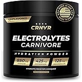 Carnivore Electrolytes Powder – High Sodium, Unflavored, Sugar Free, NON-GMO | For Carnivore Diet, Keto & Fasting | No Carbs, No Fillers | Clean Hydration & Muscle Recovery – Made in USA – 60 Servings