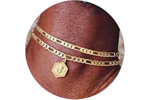 Memorjew Initial Ankle Bracelets for Women, 14K Gold Plated Double Layered Initial Anklets Jewelry for Women