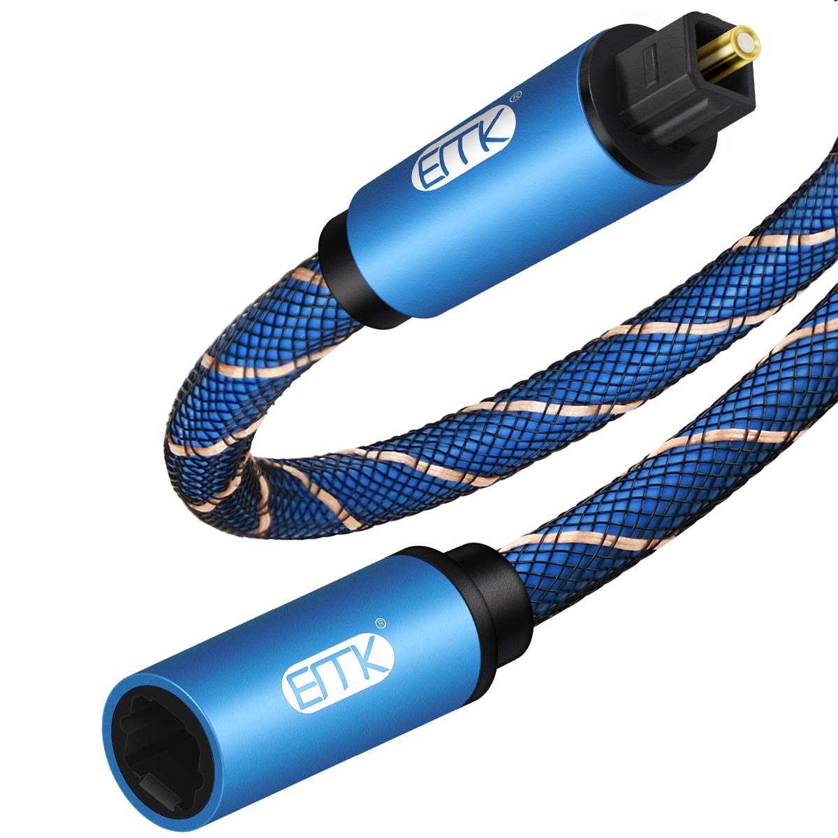 EMK Optical Cable Extension Cable Digital Toslink Extend Audio Cables Male to Female Toslink Optical Cables for Soundbar to TV, Amplifier, Speaker (2m)