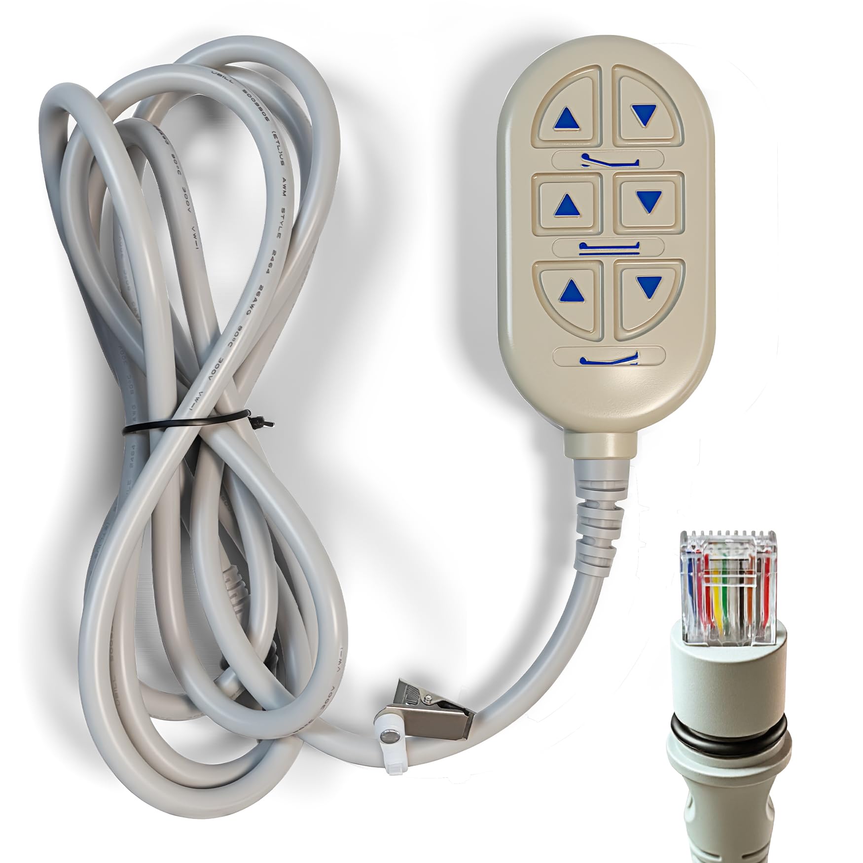 Photo 1 of 1115290 for Invacare Bed Remote Fit for Invacare Full Electric Bed 5410IVC 5490IVC, 6-Button Bed Hand Control Pendant With 6 way 10-Pin Phone Style Connector, Hospital Bed Remote Rart 3-Year Warr-anty