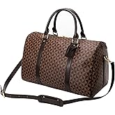 Large capacity Lightweight Weekender Bag Travel Duffel Bag for Women Men Overnight with Toiletry Bag Traveling Handbag for Gym Holiday (Brown)