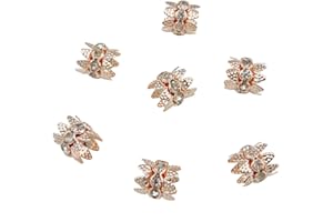 COIRIS 100PCS 10mm Rose Gold Plated Double Beads Caps with Rhinestone Filigree Flower Cup for Jewelry Making DIY (HT-1000-100RG)