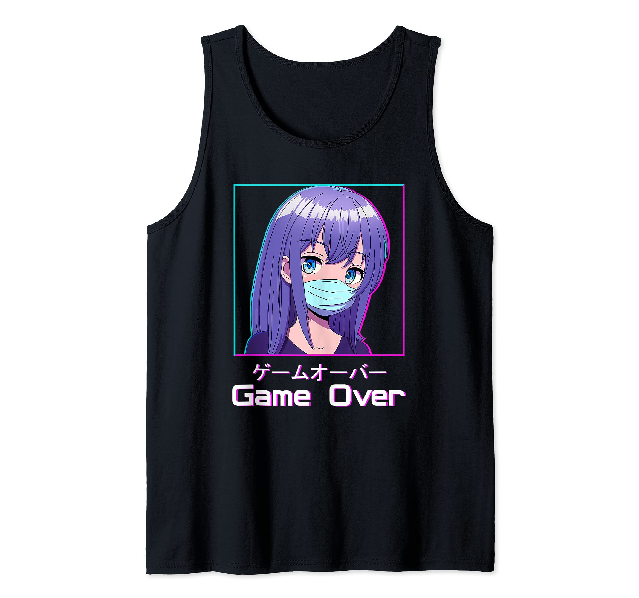Antisocial Vaporwave Aesthetic Anime Girl Game Over Tank Top