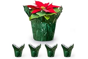 the florist Supply 6” AZA Plant Pot Covers, Decorative Plant Sleeve for Indoor & Outdoor House Plants, Reusable and Gift-Ready Foil Wrap for Flower Pots, Evergreen, Pack of 5