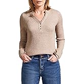 Tribal Women's Soft Washed Chunky Waffle Henley Top with Buttons