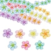 100PCS Plumeria Flower Cabochons Flatback - 7 Color Resin 3D Hawaiian Floral Beads for Jewelry Making, Cellphone Case DIY Crafts (Summer Beach Ocean Theme)