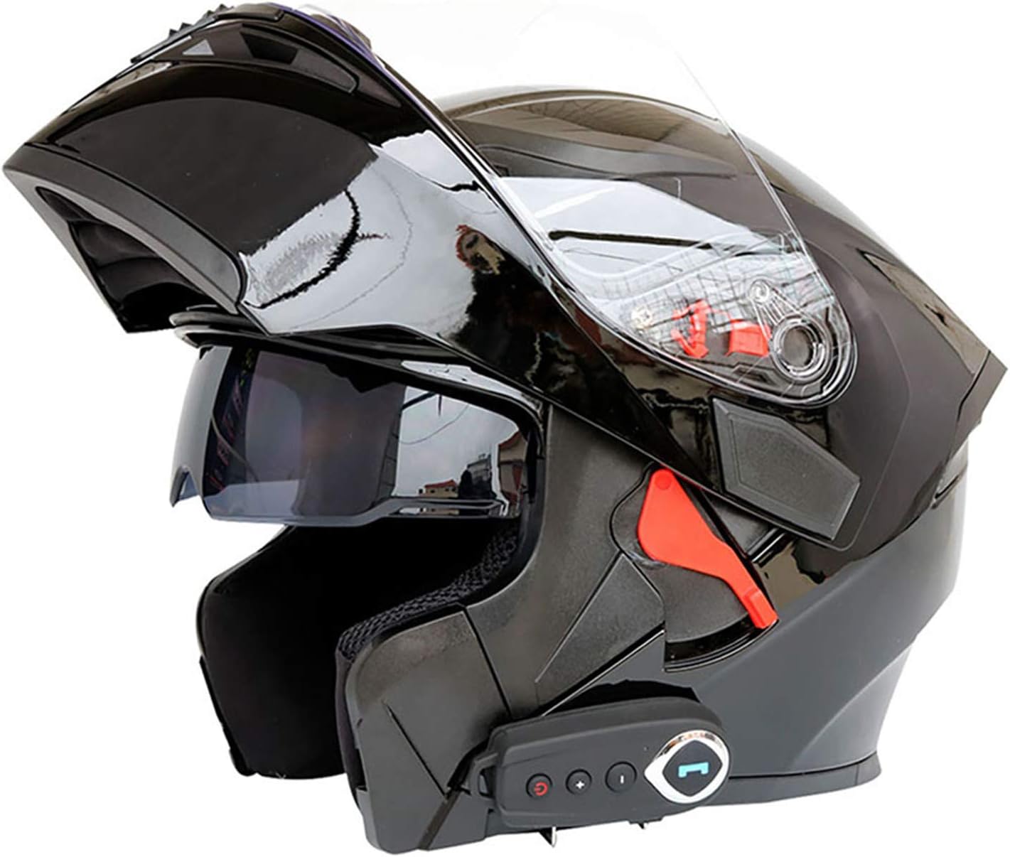 LuanYe Motorcycle Bluetooth Helmets Full Face Flip up Dual Visors Helmet Built-in Integrated Intercom Communication System