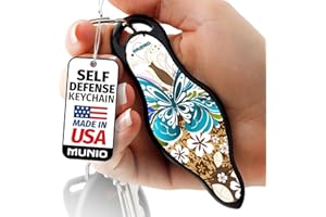 MUNIO Original Self Defense Keychain Kit - Self Protection Personal Safety Essentials, Portable Defense Kubotan, Legal for Airplane Carry - TSA Approved - Made in USA (Brownie)