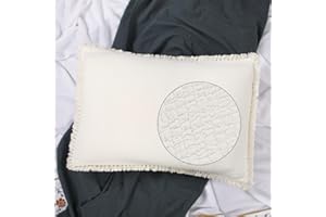 YINFUNG Quilted Pillow Sham Ivory Standard Set of 2 Muslin Cotton Tassel Fringe Pillowcases Matelasse Boho Decorative Textured Gauze Moroccan Thin Soft 20×26 Cream