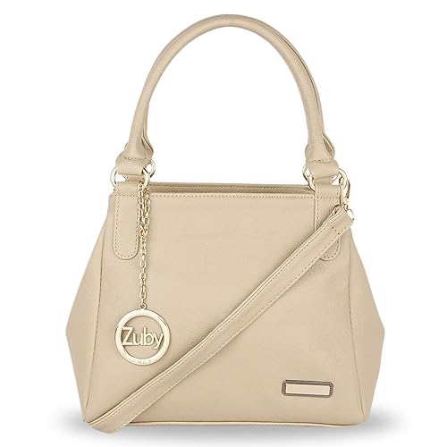 Zuby Womens Beige Solid Satchel Bag