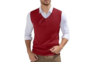 Men's V-Neck Knitted Sweater Vest Sleeveless Spring Summer Lightweight Comfortable Casual Wear